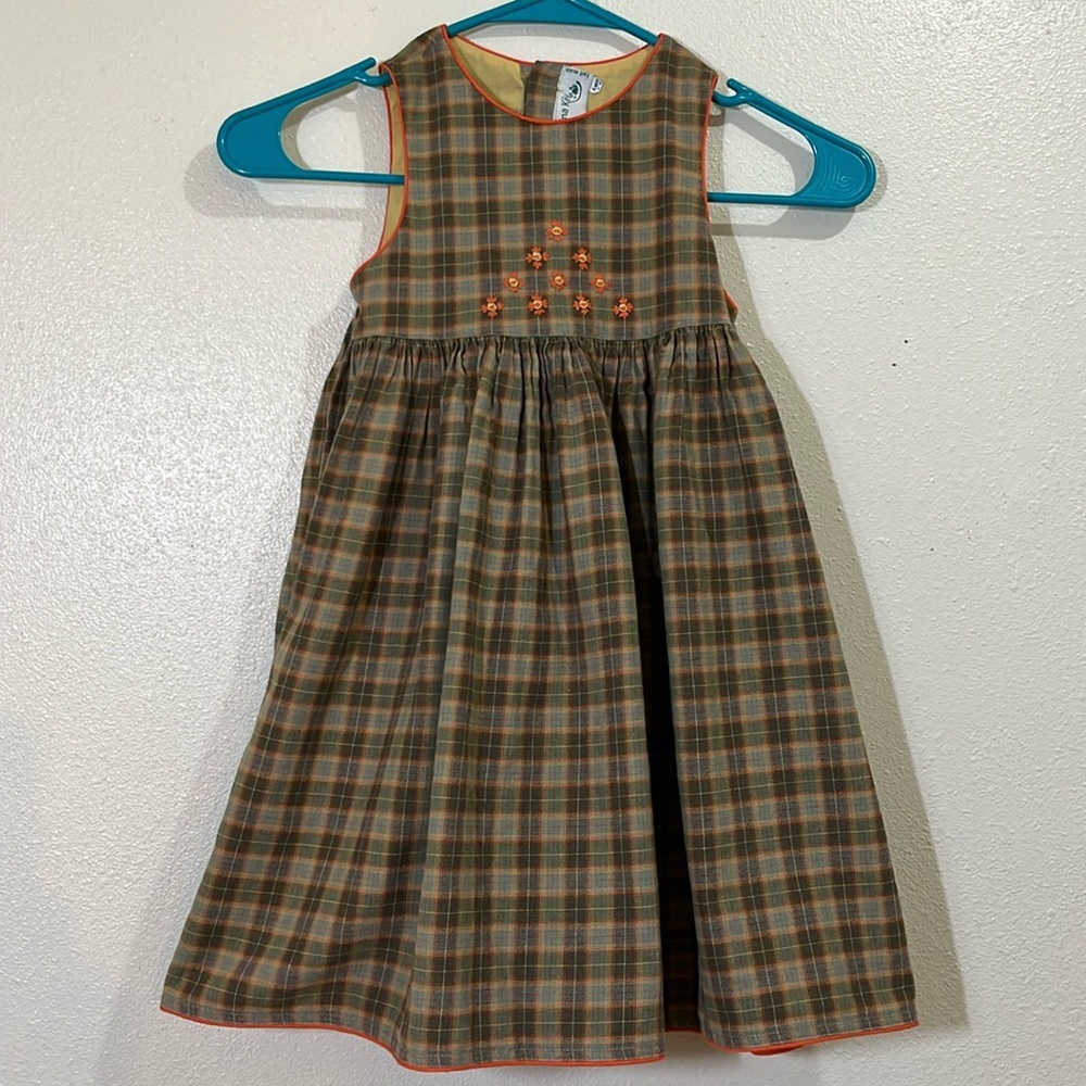 Tina Kelly dress of orange and green plaid.  Size 4.